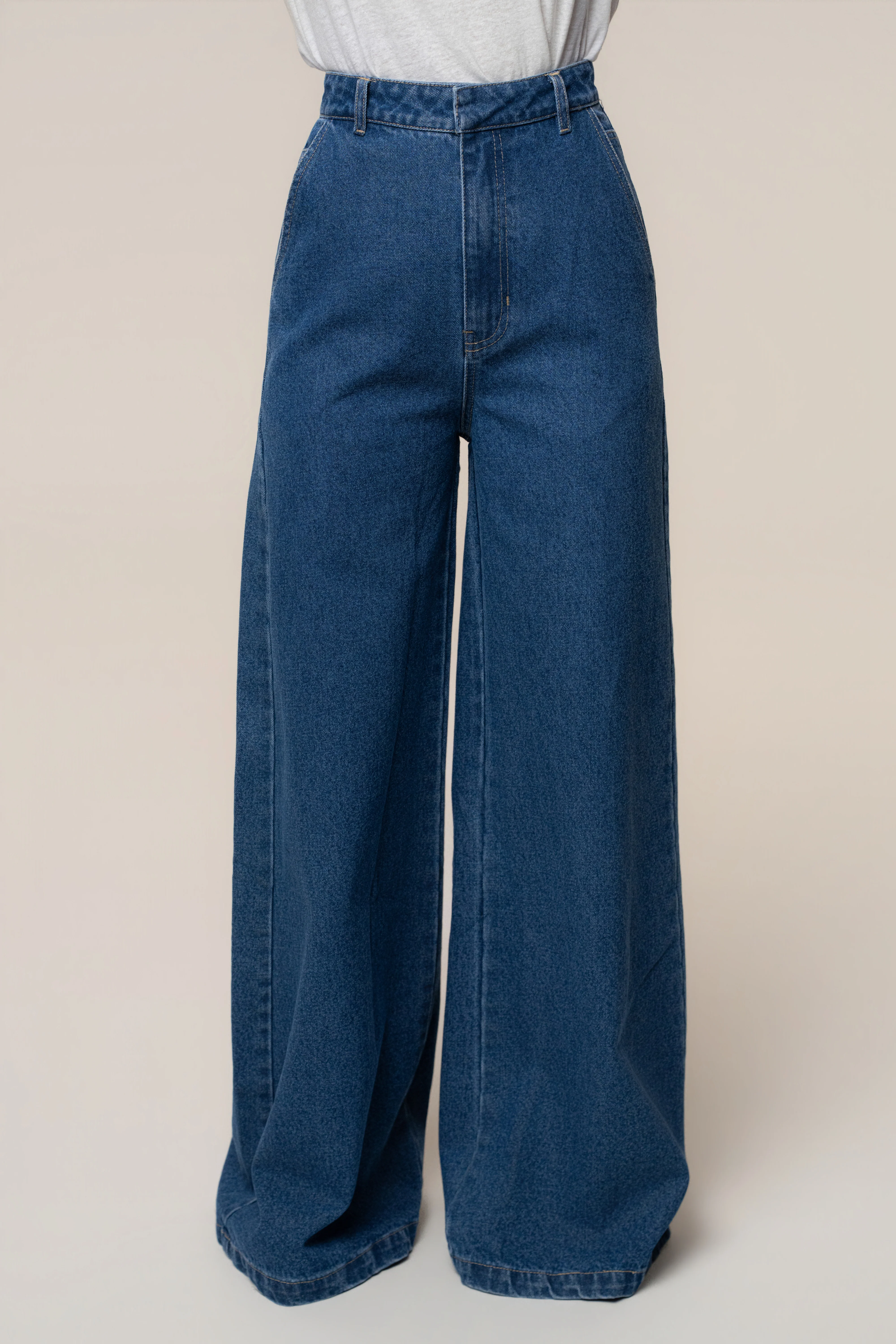 Medium Wash Wide Leg Denim Jean