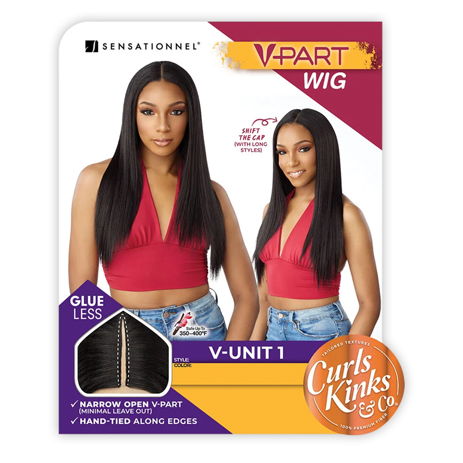 Sensationnel V-Part Wig Curls Kinks N Co Glueless V-Unit 1