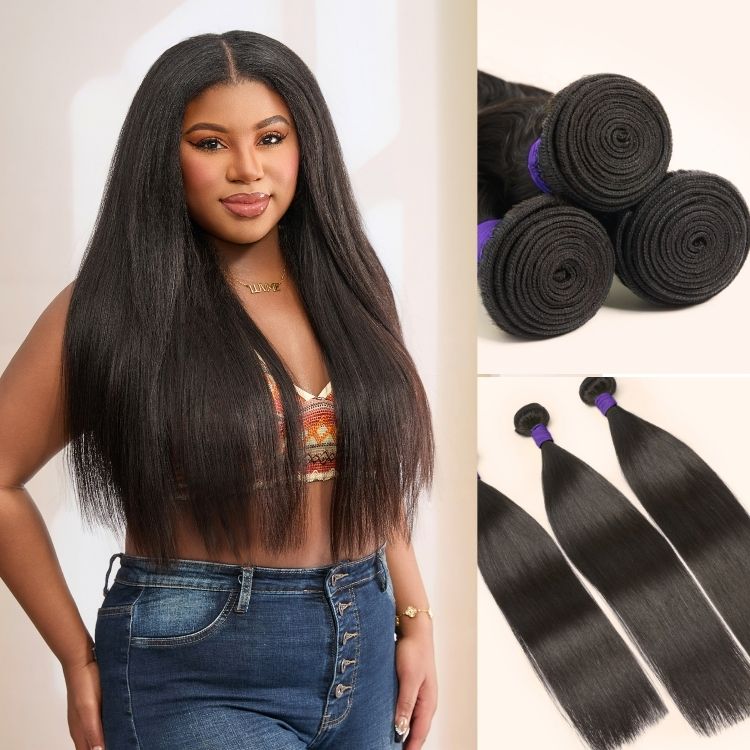 Luvme Too Easy Texture Yaki Straight 100% Virgin Human Hair Bundles 1pc / 3pcs