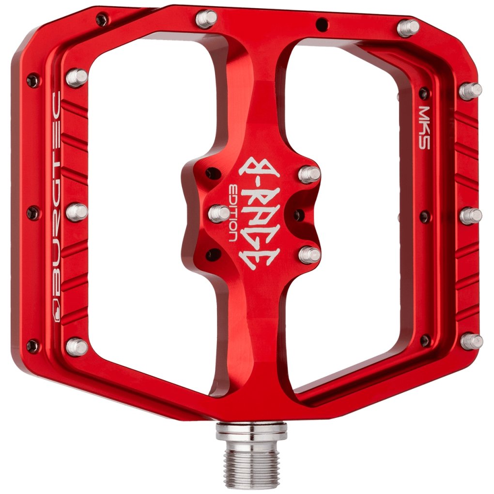 Burgtec Penthouse Flat MK5 Pedals - B-Rage Edition - Race Red