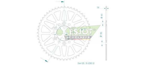 Couronne Esjot 52 dentsHYOSUNG 300 GV 300 S ABS Aquila EVO (GV300S) - 2024Ref : ESJO00016A / 12113064