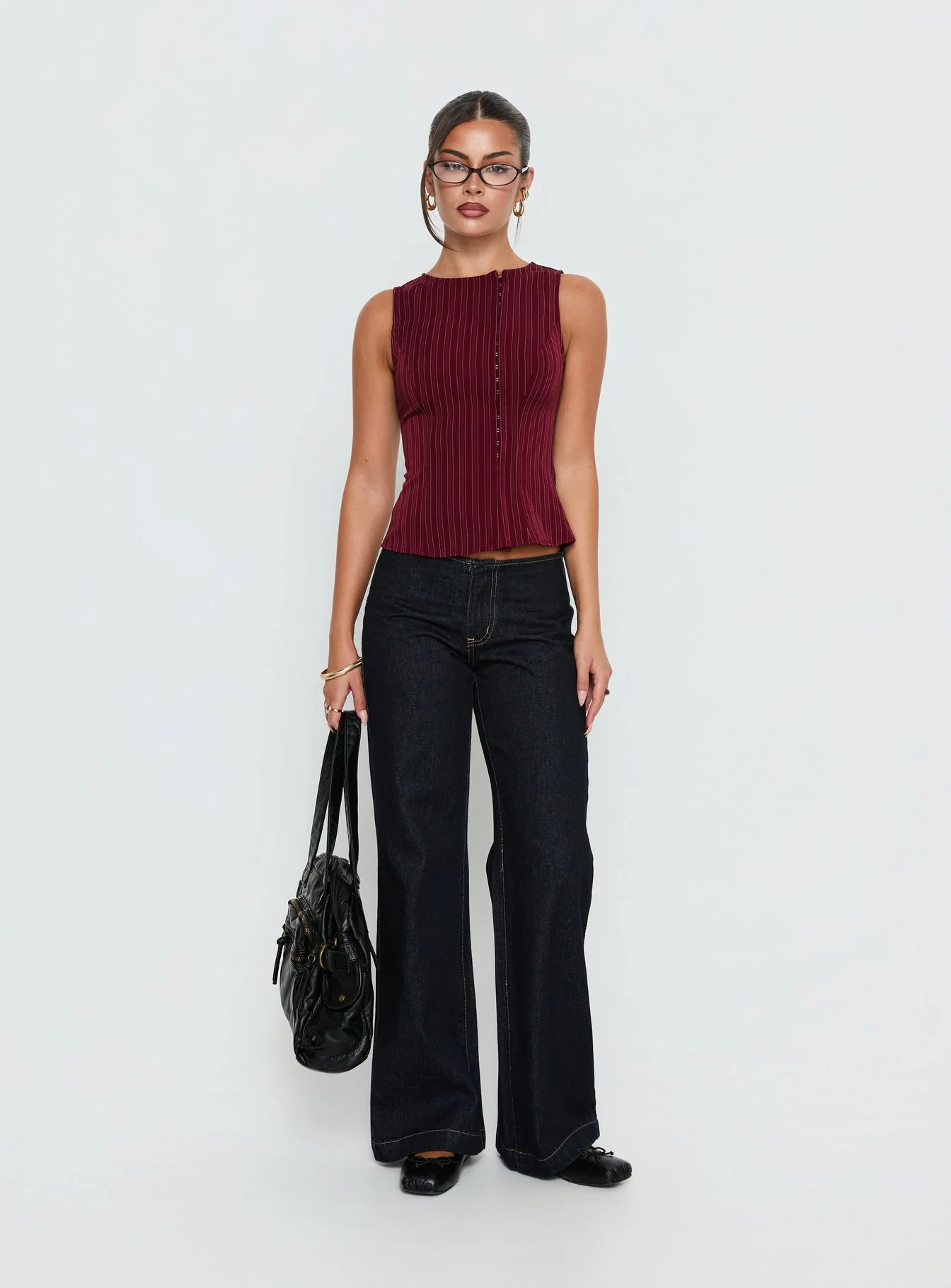 Running Wild Top Burgundy Stripe