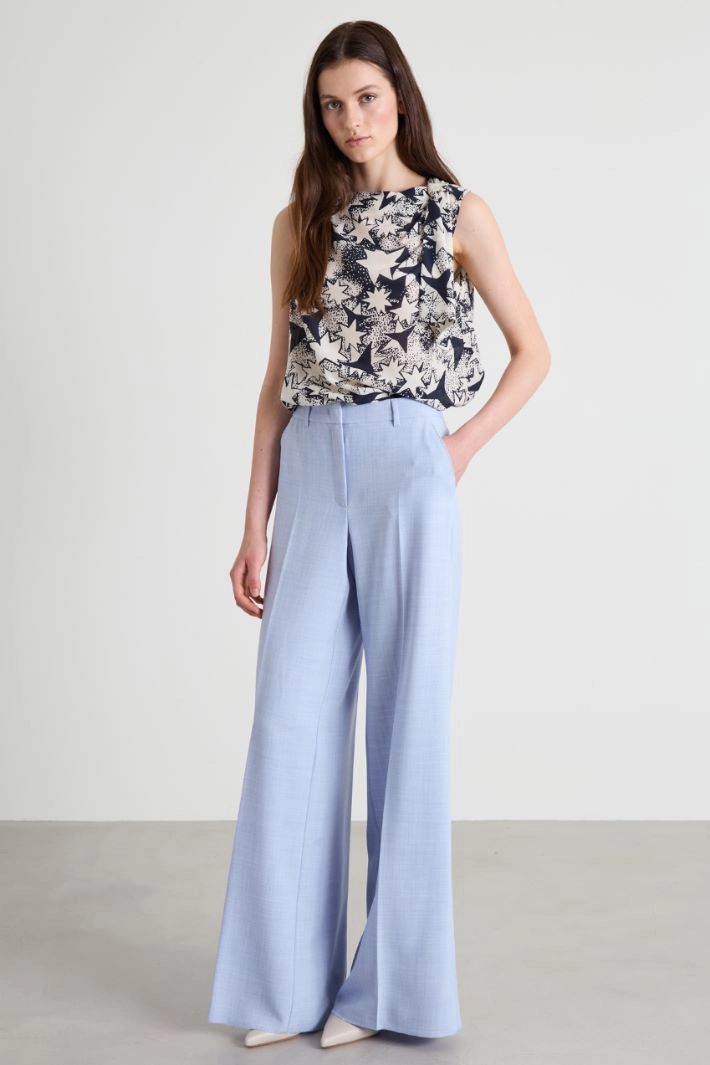 Knot-detailed top - BLUE CREAM