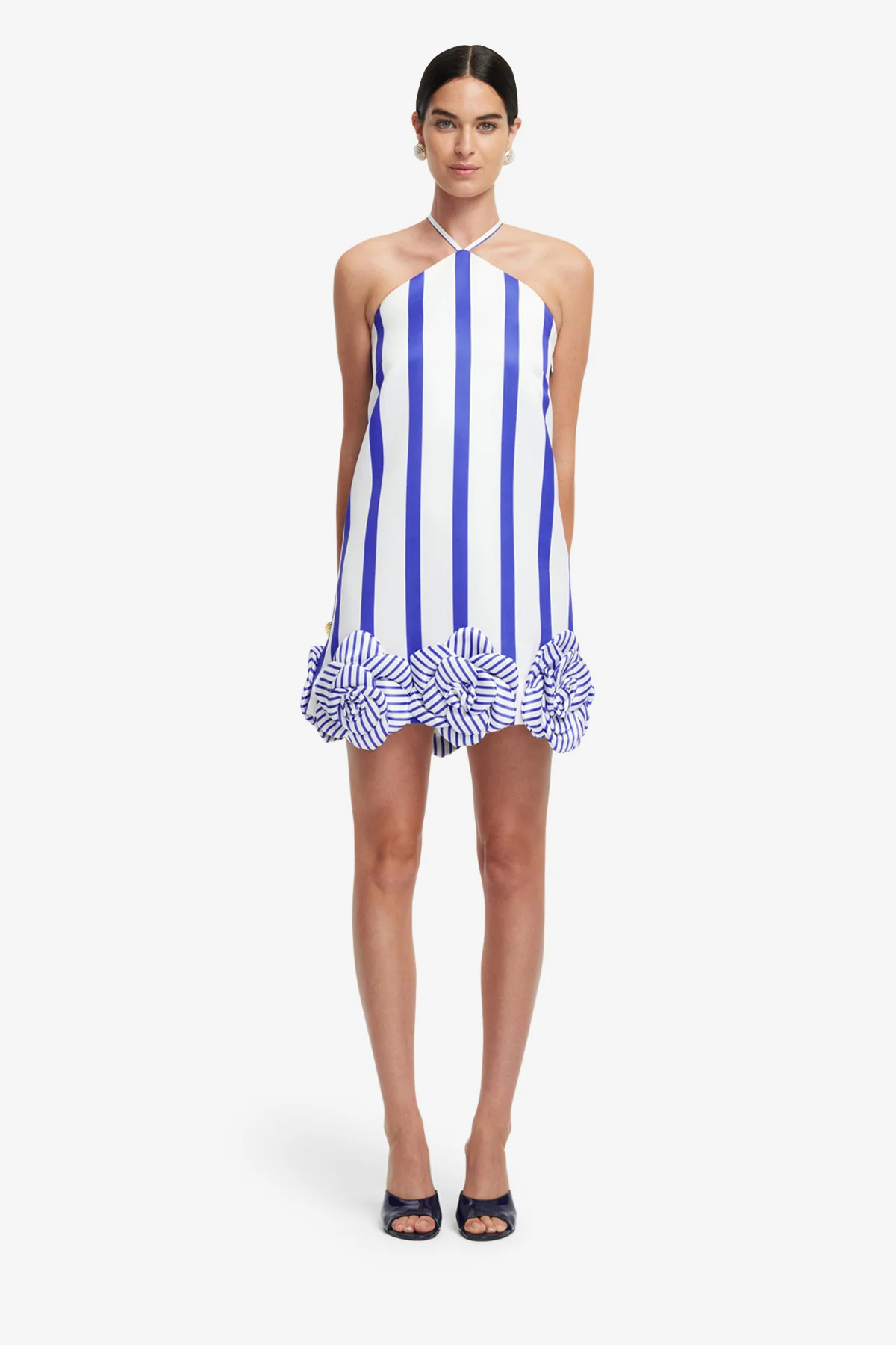 Suzy Striped Halterneck Mini Dress - Navy