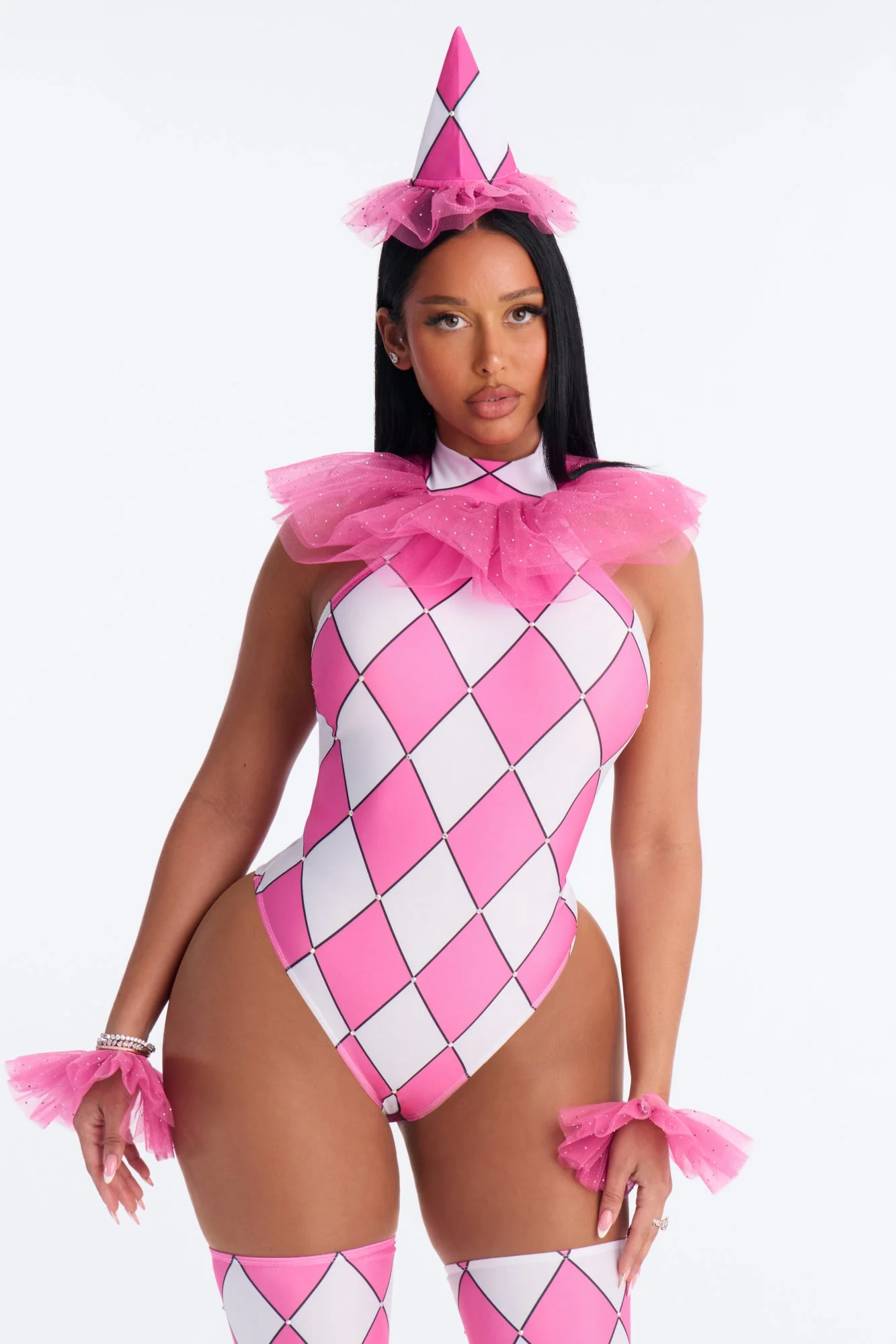 Clown Crush 4 Piece Costume Set - Pink/combo
