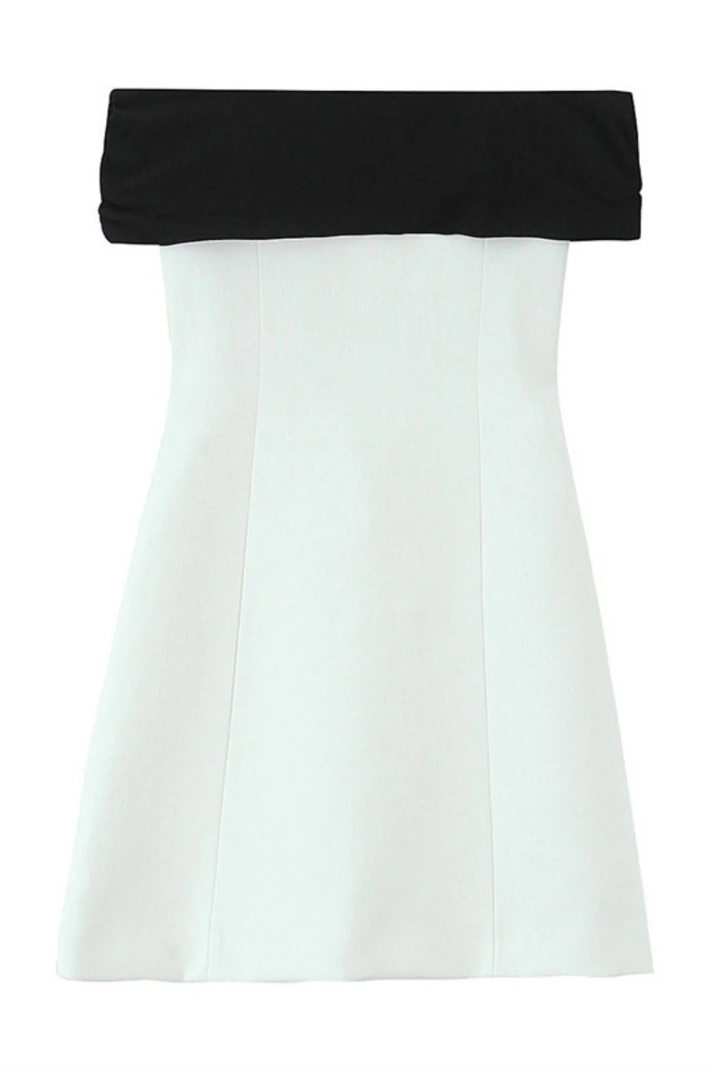 Off the Shoulder White and Black Short Dress