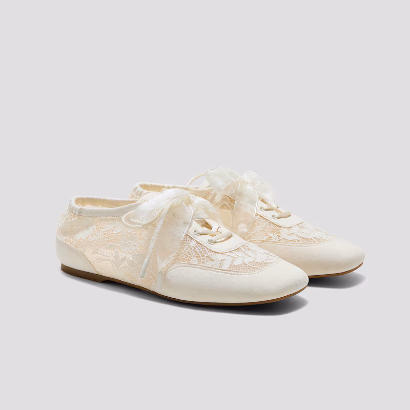 Square-Toe Lace-Up Sneakerinas (Cristina)