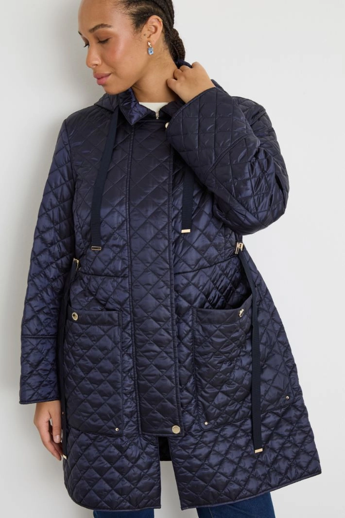 Longline quilted coat - BLUE