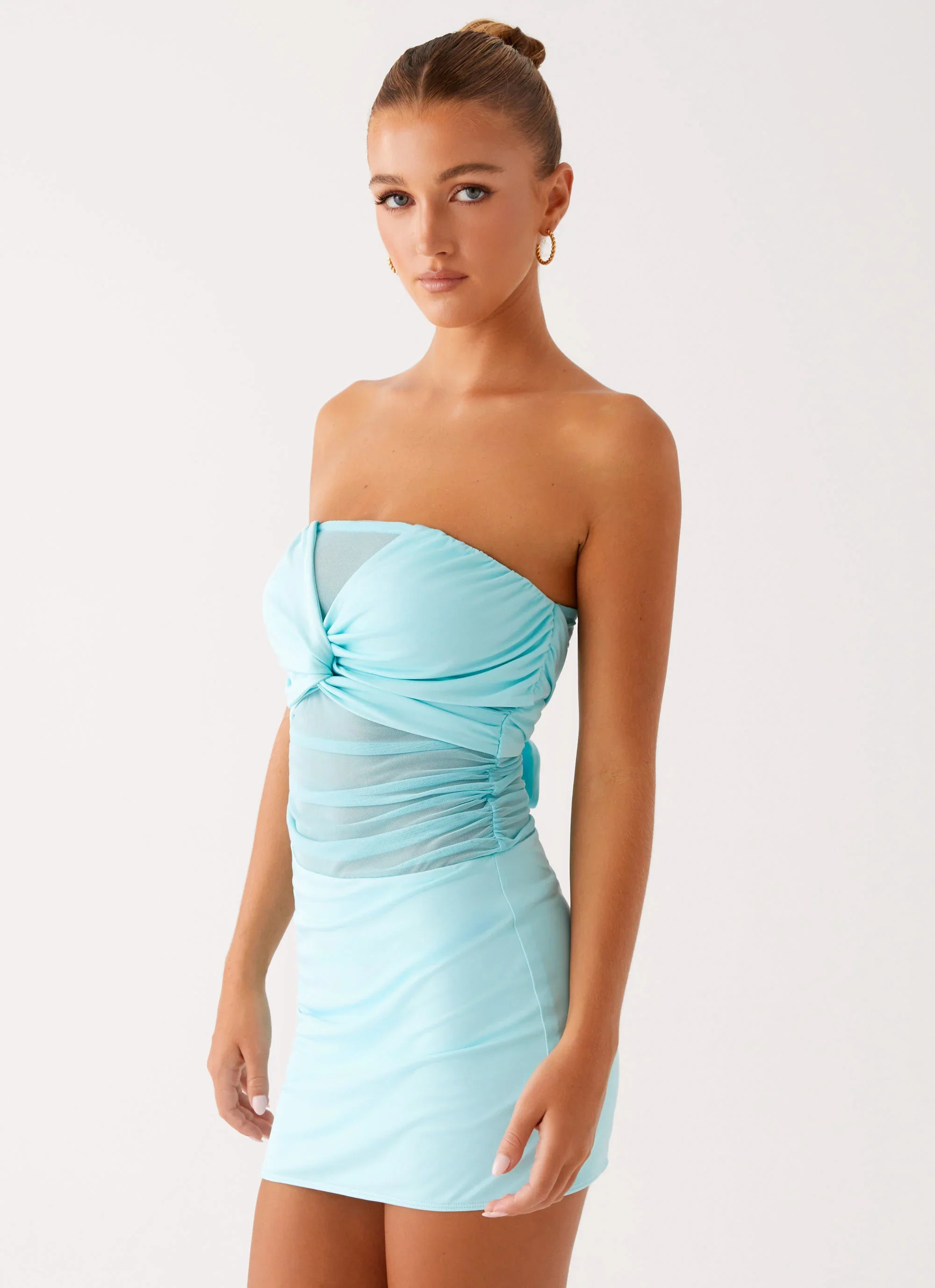 Lita Twist Mini Dress - Turquoise