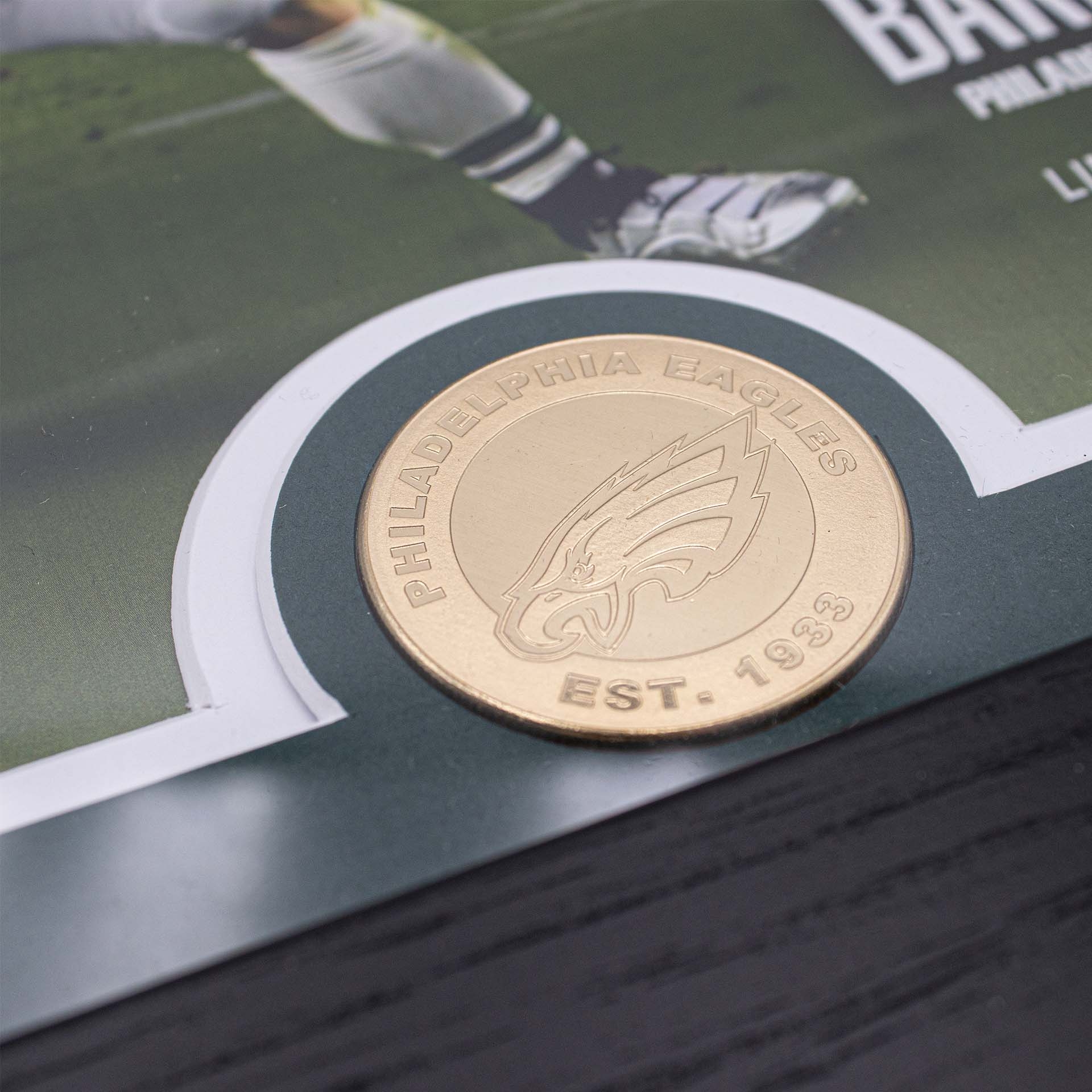 Saquon Barkley Philadelphia Eagles LEAP Bronze Coin Framed NFL Photo