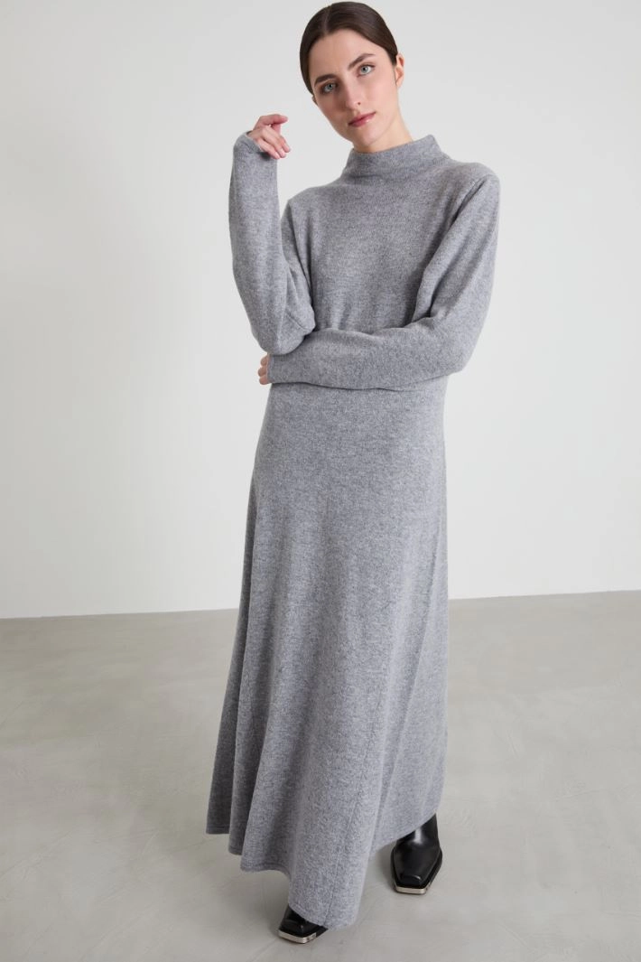 Knit long dress - GREY