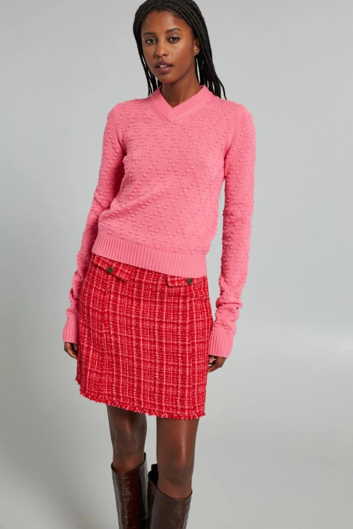 Sweater with raised stitch - VIVID PINK