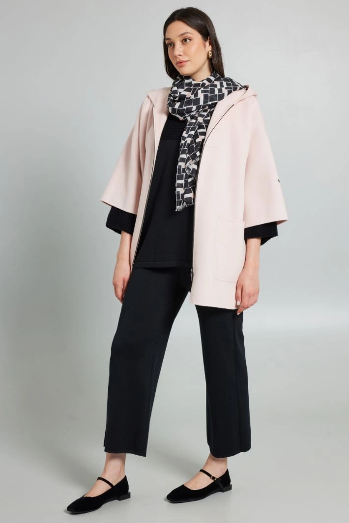 Sweater with bouclé insert - BLACK