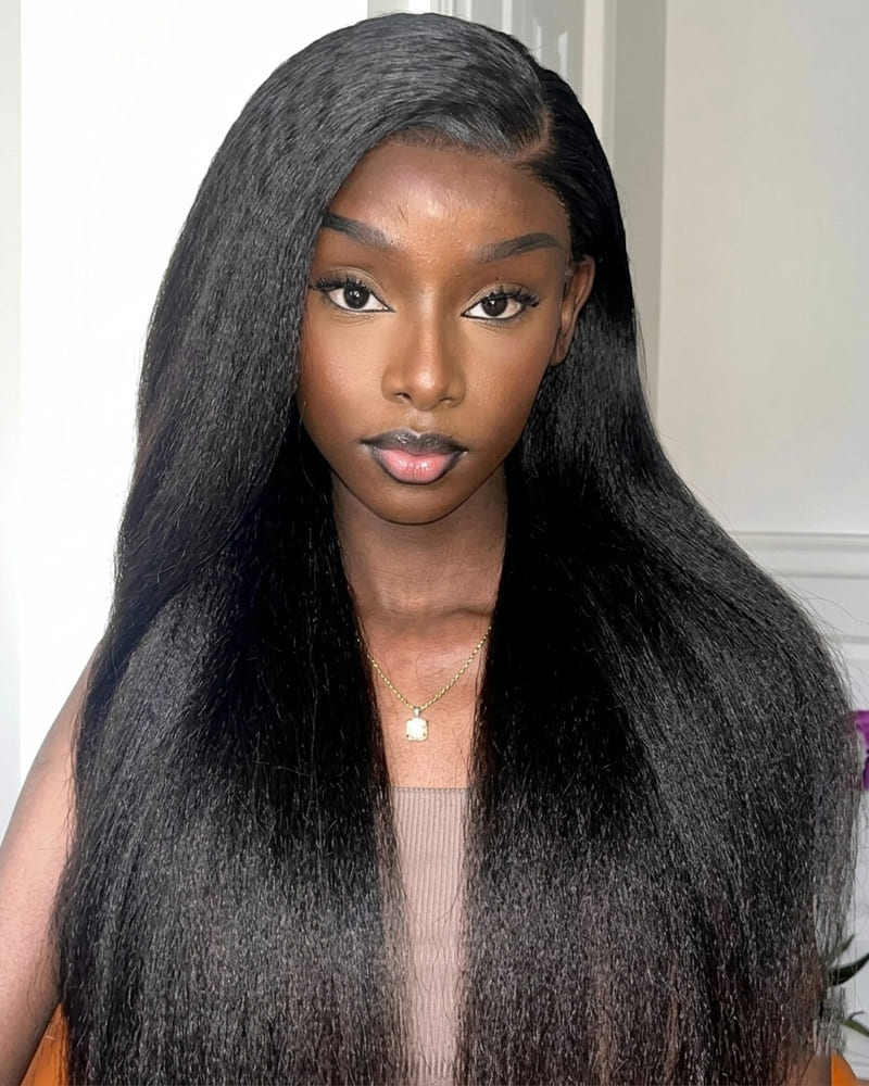Ophirawig 13x6 Three-Go? Glueless Wig Yaki Straight Natural Black With Drawstring