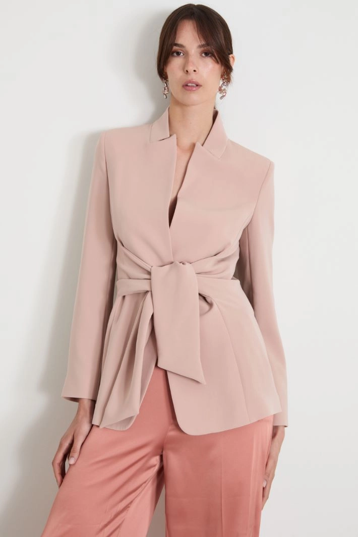Cady jacket with sash - POWDER PINK