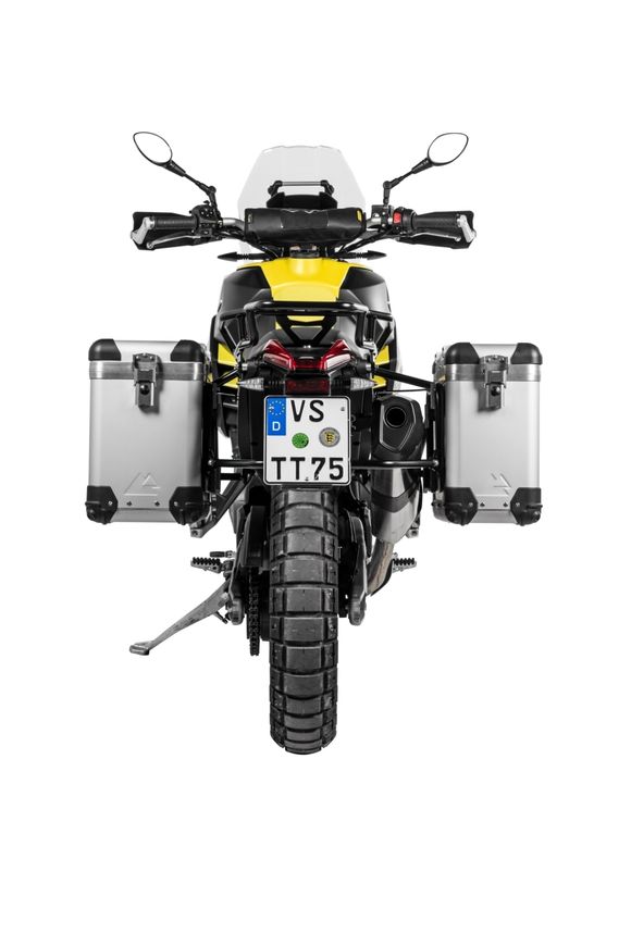Touratech ZEGA Pro 31/38 suitcase - Black support included - Gray anodizedAPRILIA 660 TUAREG 660 - 2021 - 2026Ref: Trt01862A / 01-415-5781-0