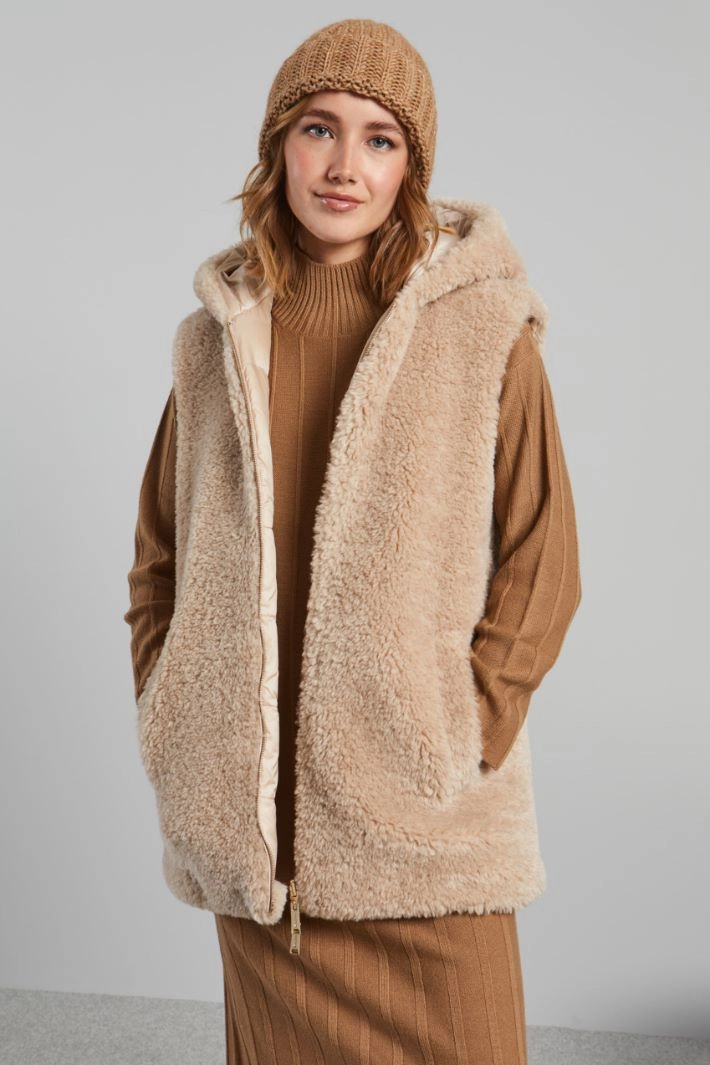 Turn-up beanie hat - CAMEL