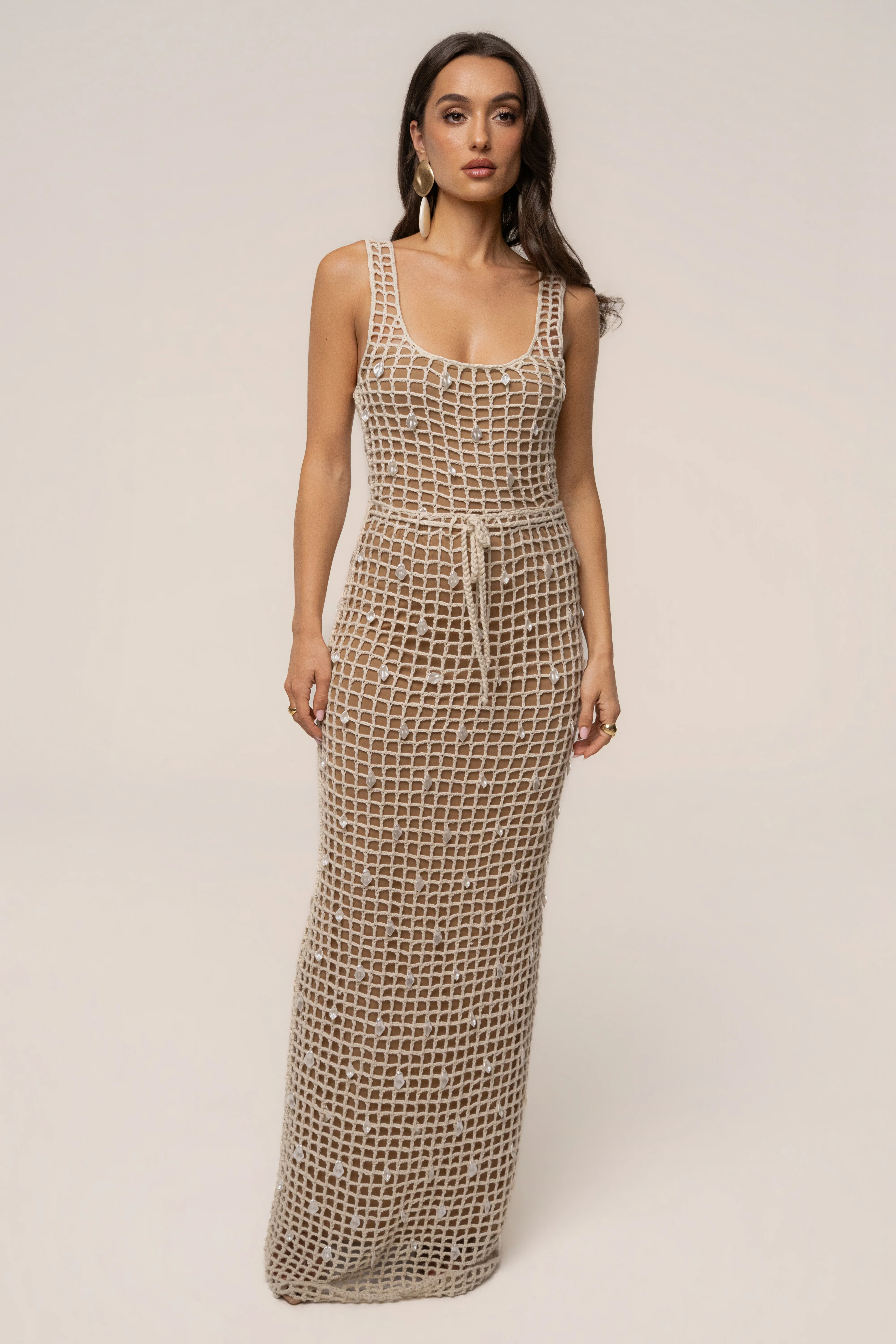 Ecru Coastal Pearl Crochet Bodysuit
