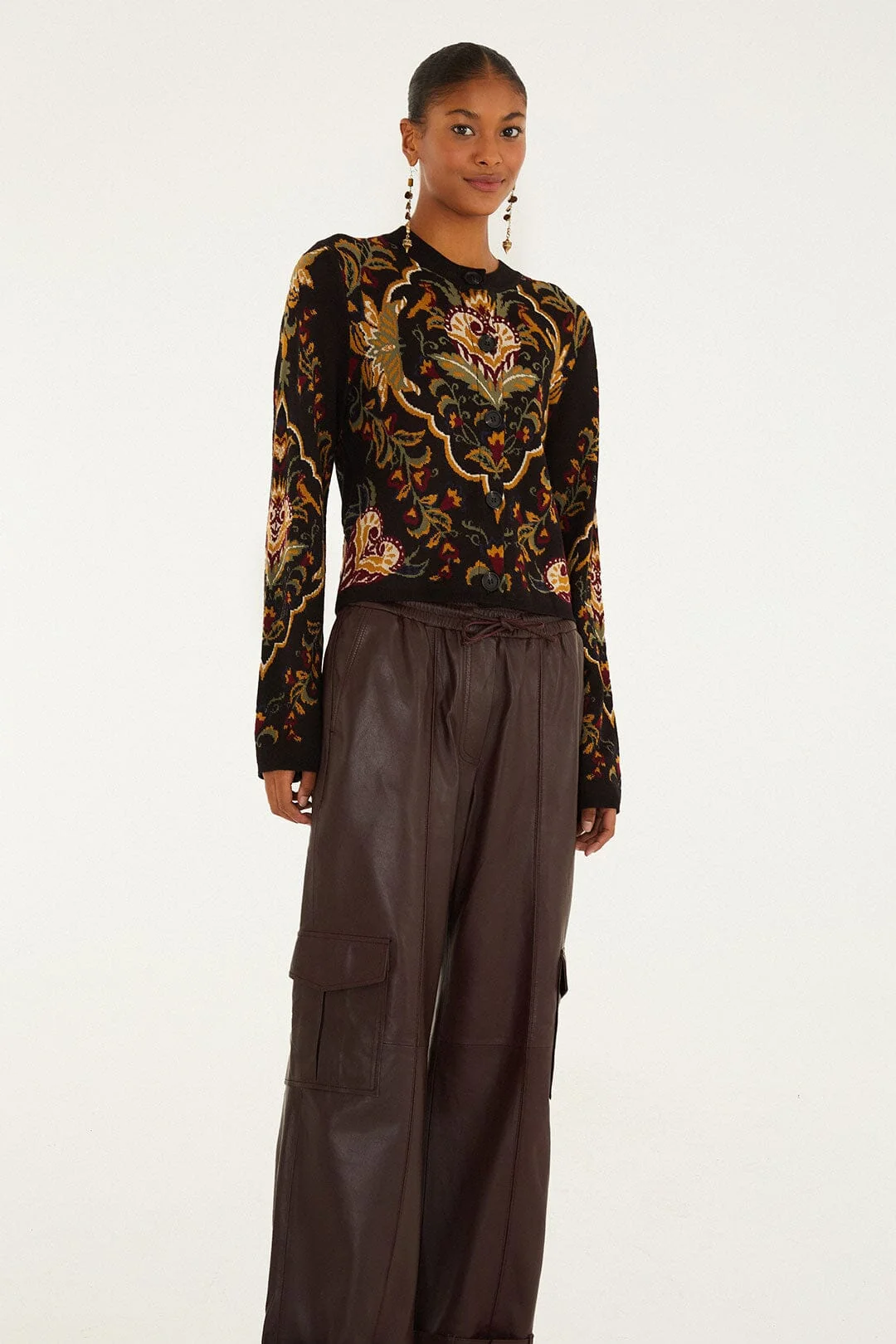 FARM Rio Burgundy Leather Pants