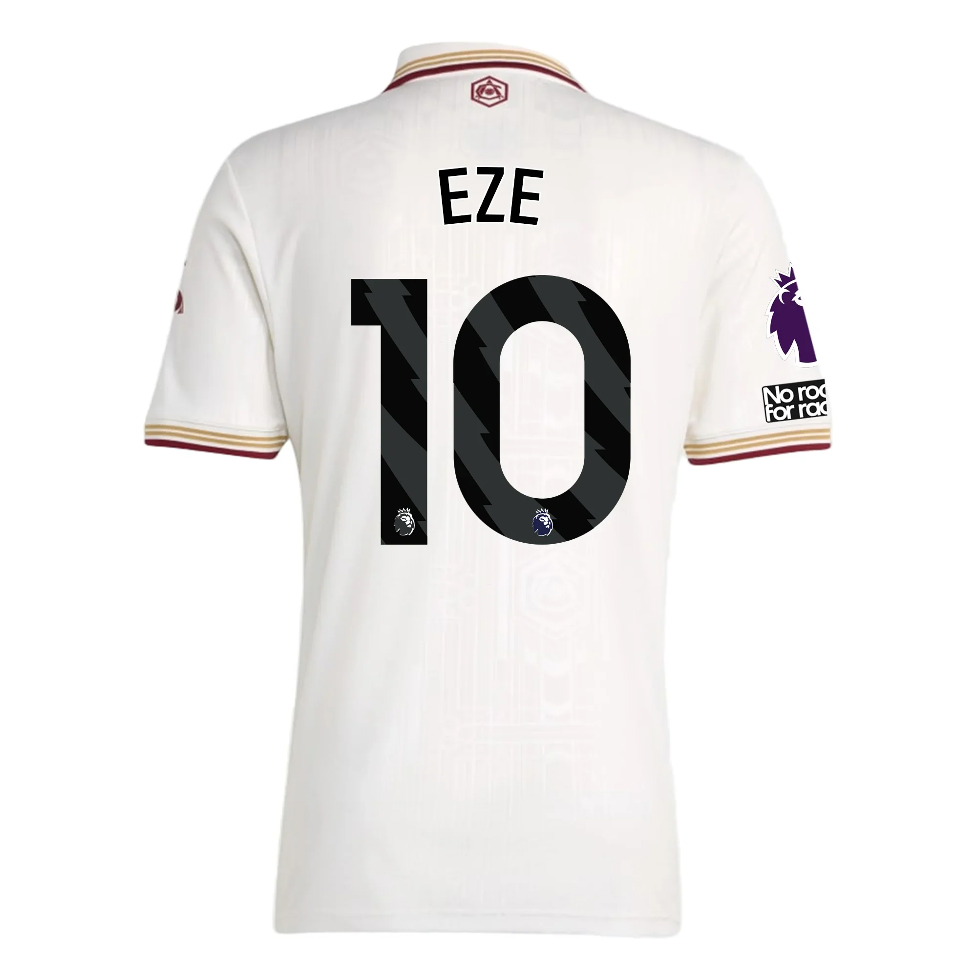 Eze Men's Arsenal FC Third Jersey 25/26 w/ NRFR + EPL Patches (White/Burgundy)