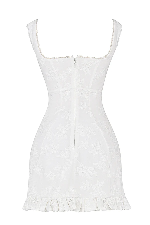 white embroidered mini dress