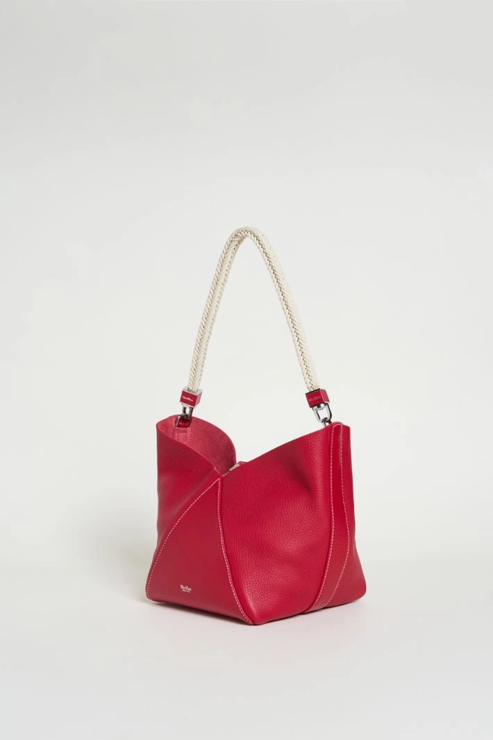 Small rope-handle bucket bag - RED
