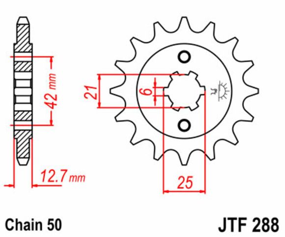 JT. Standard Steel Transmission Sprocket 288 - 530Ref: Jtc01114A / 1077329002