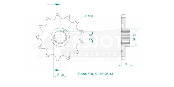 Esjot gearbox output pinion 13 teethTM RACING 125 IN 125 - 2003Ref: Esjo00079A / 12122395