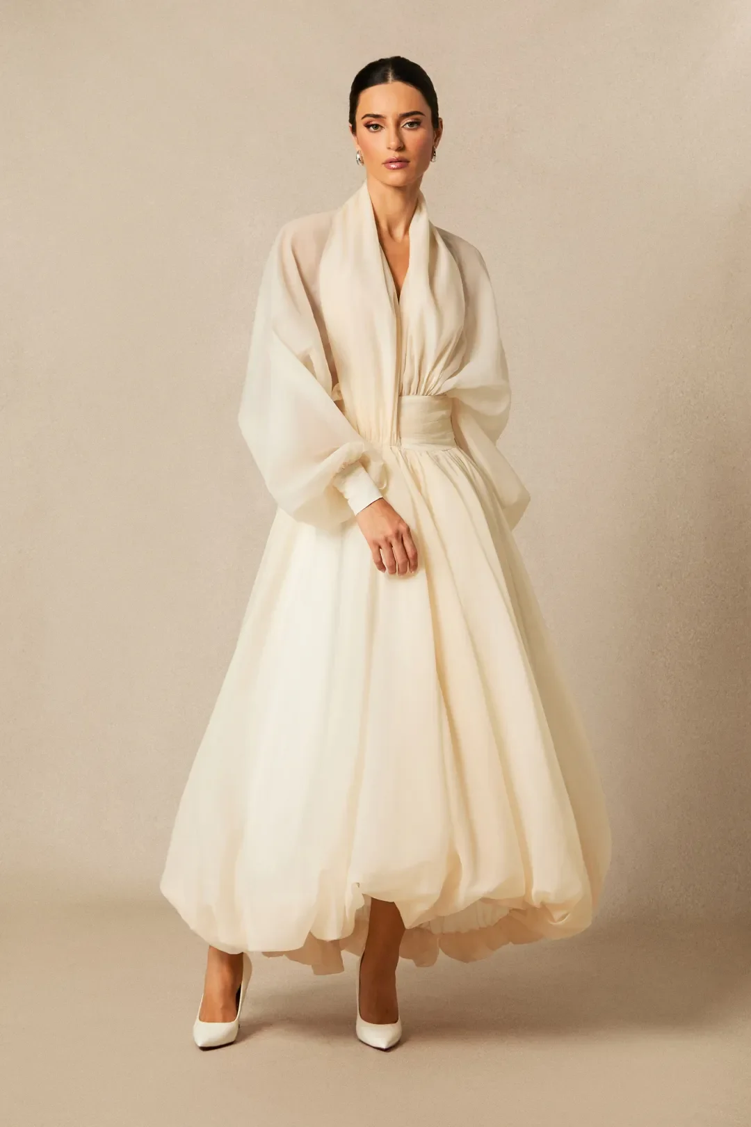 Ellery | Women's Wide Sleeve High Waist A-Line Midi Dress