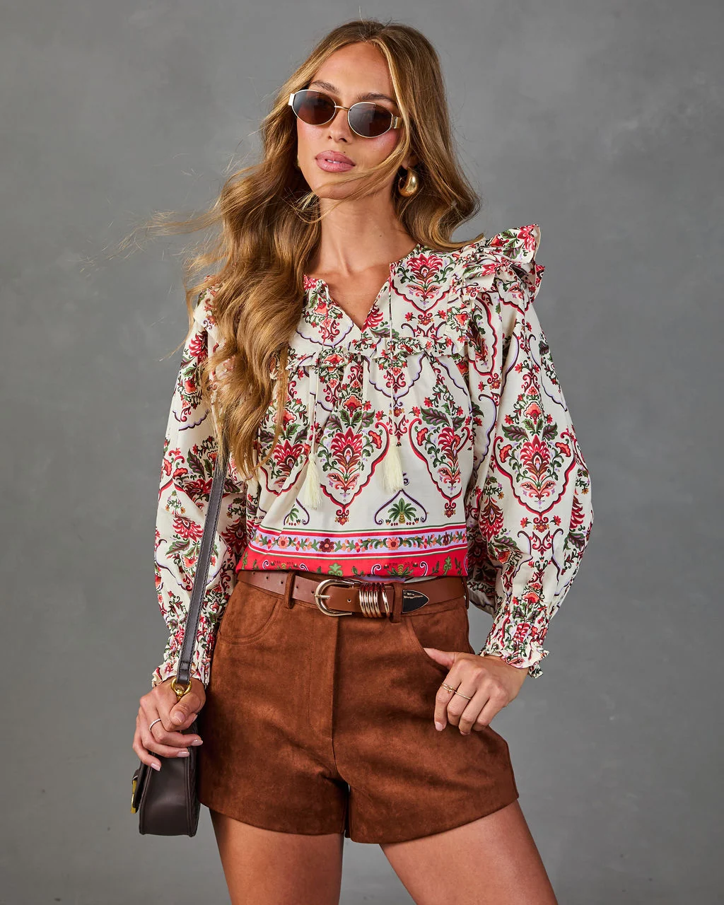 Sunbeam Society Paisley Tassel Tie Blouse