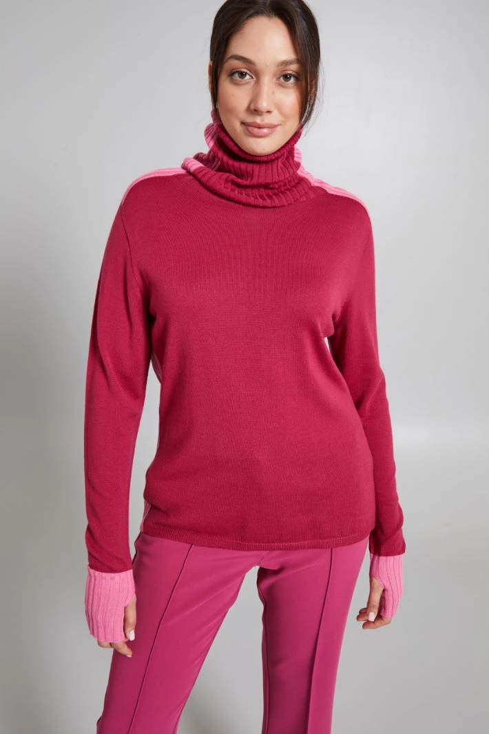 Two-tone wool-blend sweater - RASPBERRY PINK