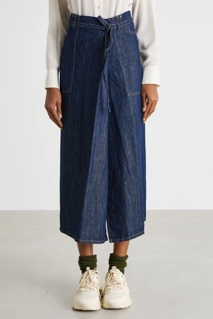 Denim skirt with pockets - BLUE