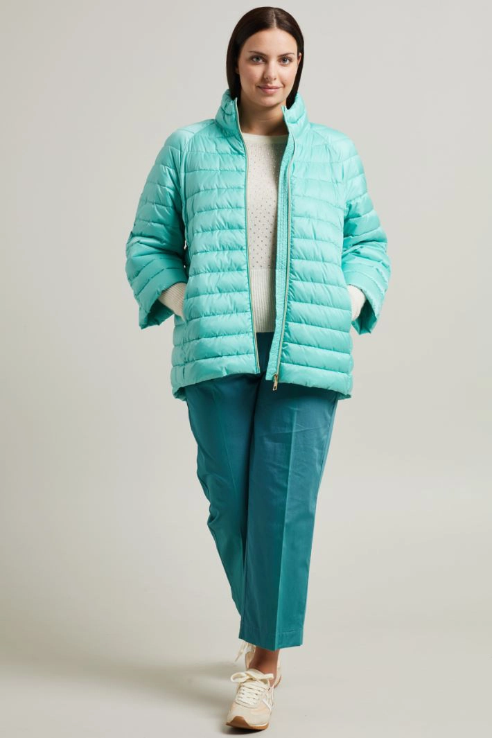 Flared padded jacket - GREEN WATER