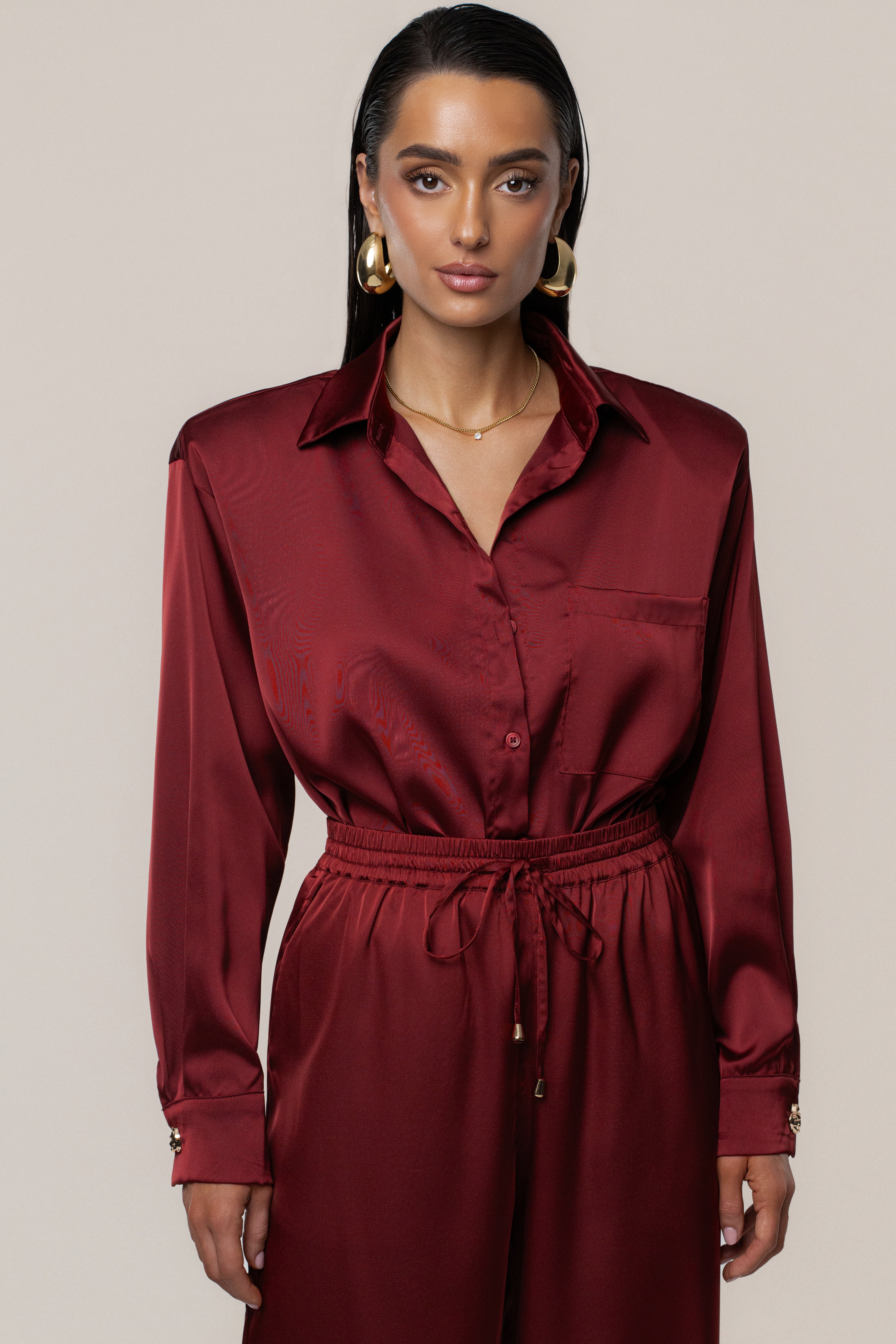 Burgundy Sunny Day Drawstring Pants