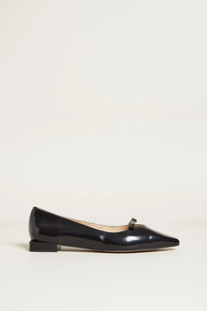 Ballerinas with square heel - BLACK