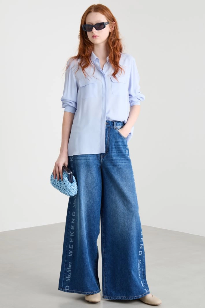 Patterned wide-leg jeans - BLUE