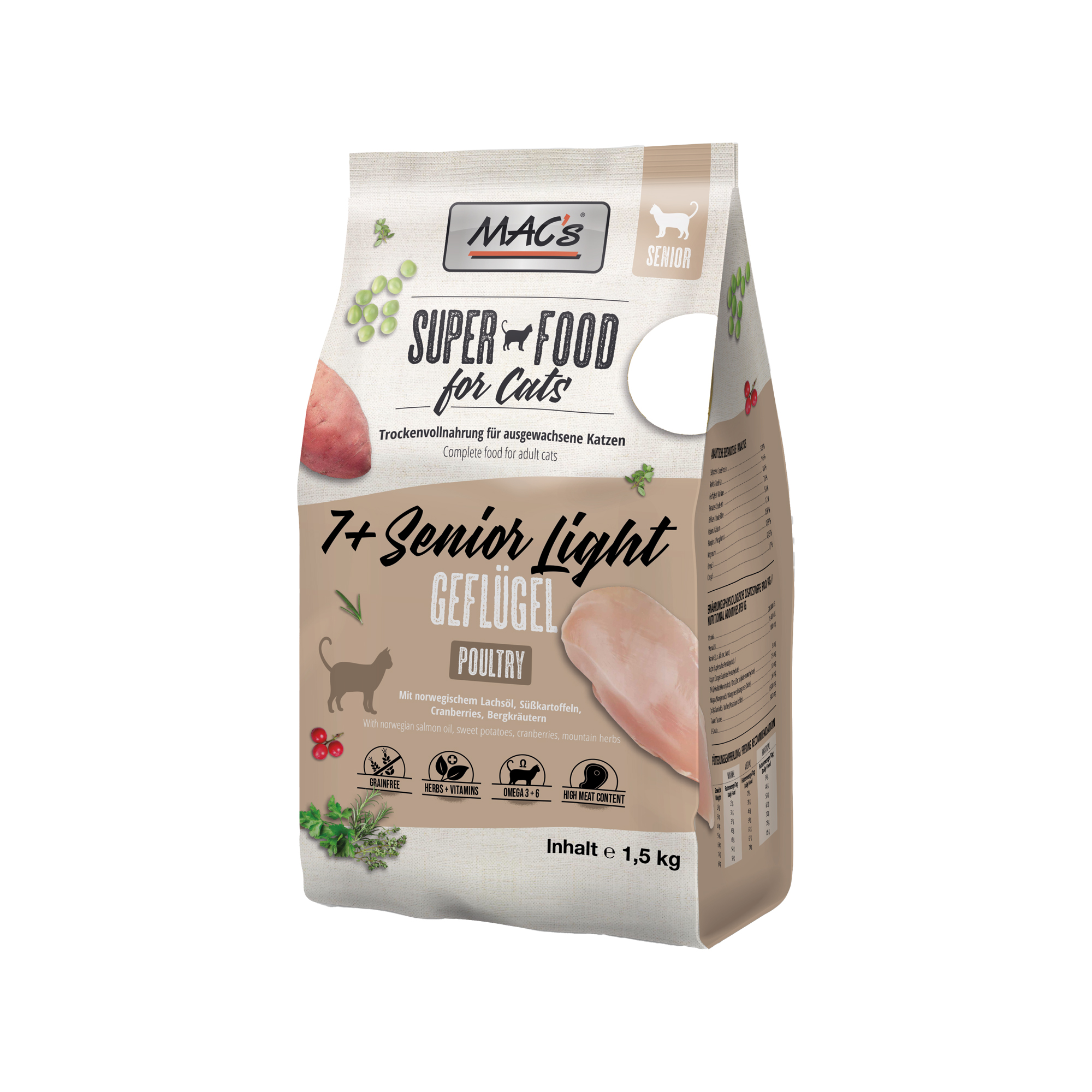 MAC's 7+ Senior Light Cat Food - 1,5 kg