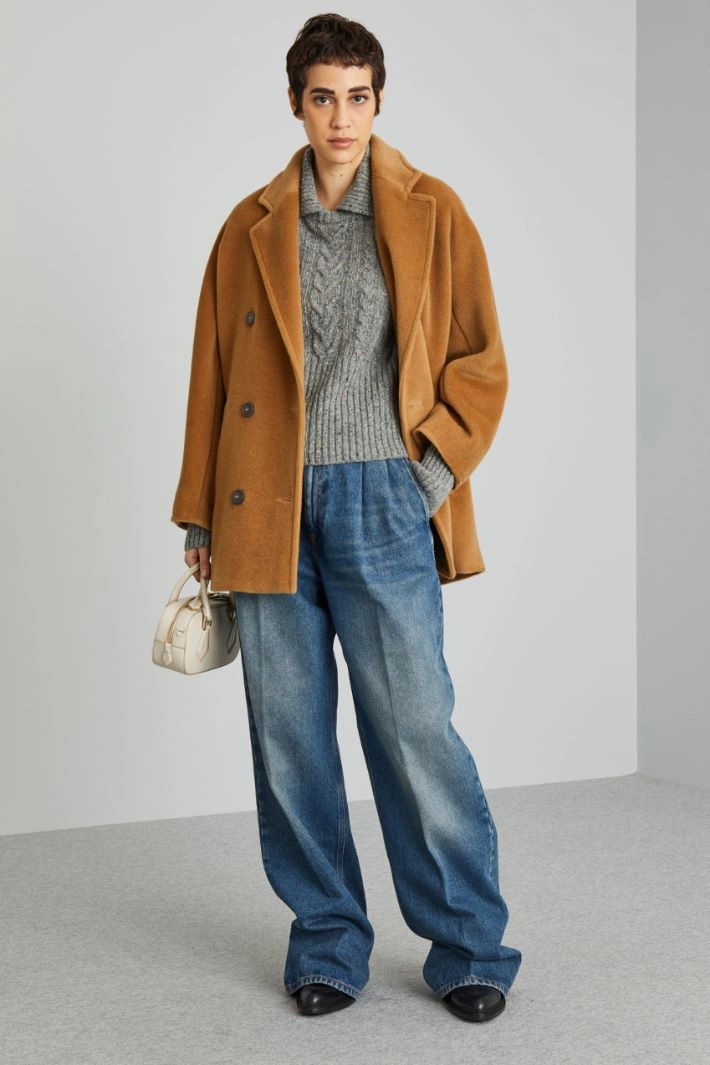 Wool beaver pea coat - CAMEL