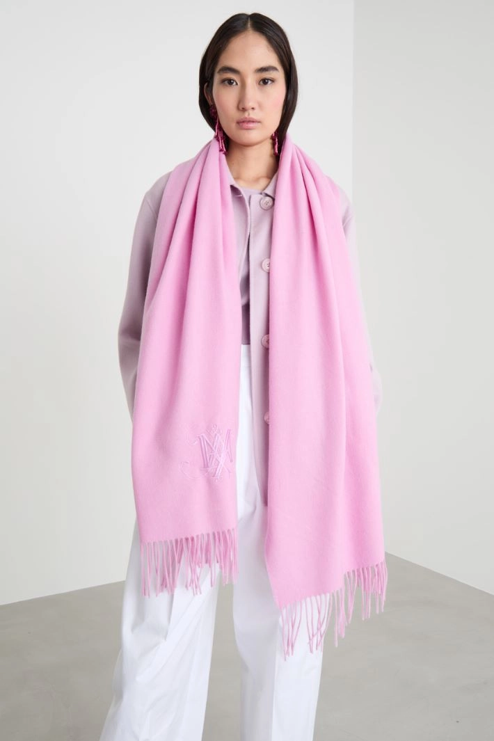 Embroidered wool stole - PINK