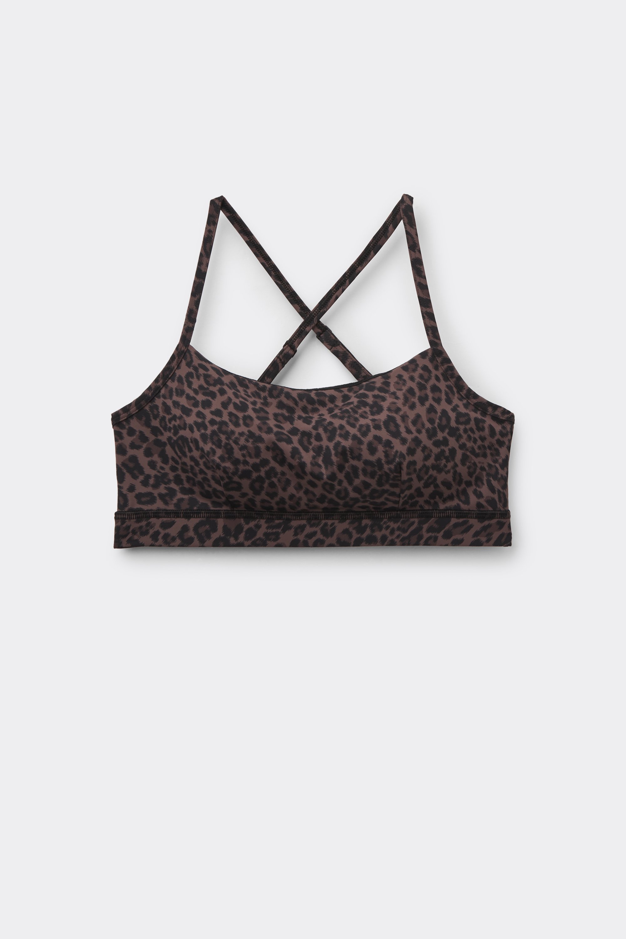 Short Padded Sports Top with Print and Thin Shoulder Straps