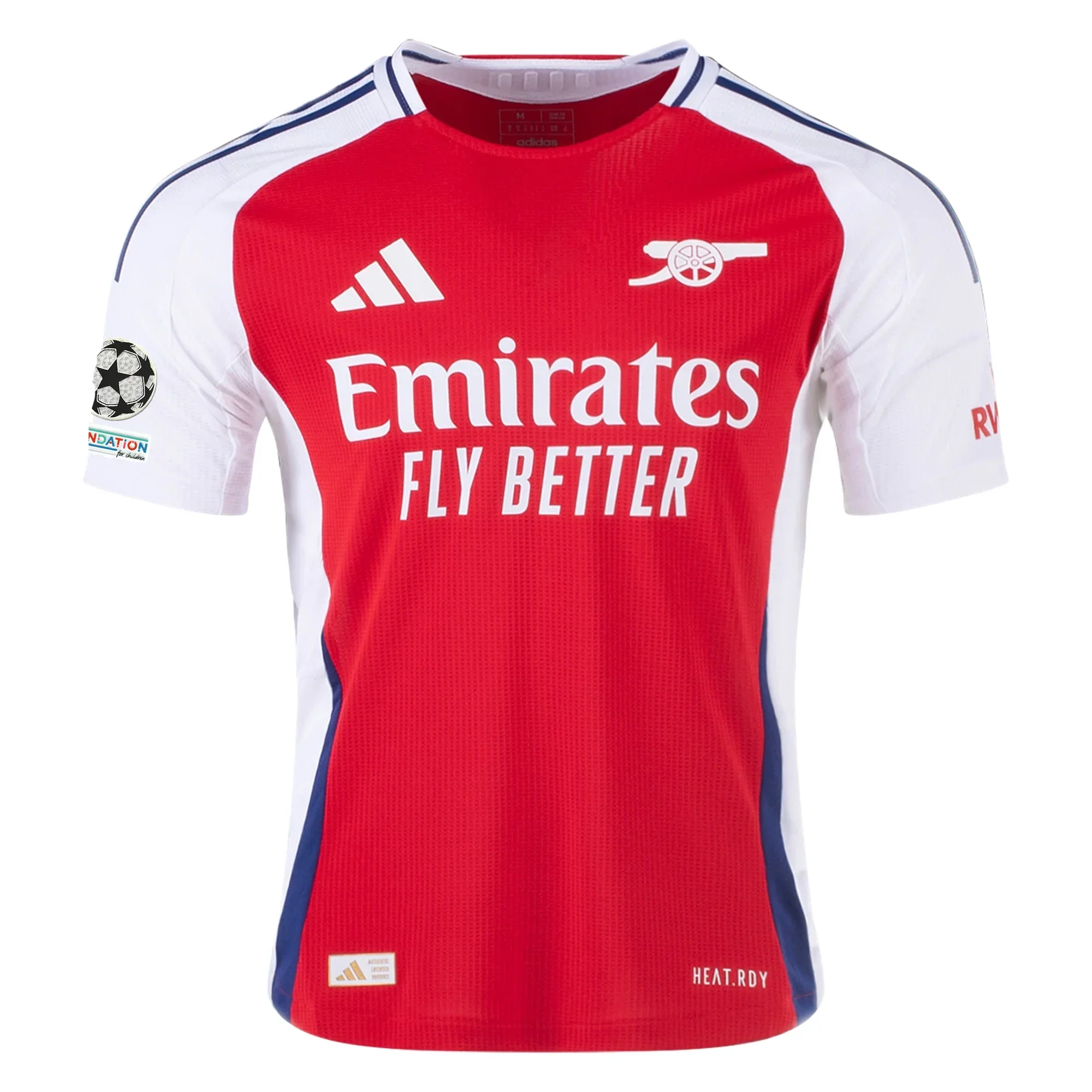 Arsenal Authentic Declan Rice Home Jersey w/ Champions League Patches 24/25 (Better Scarlet/White)