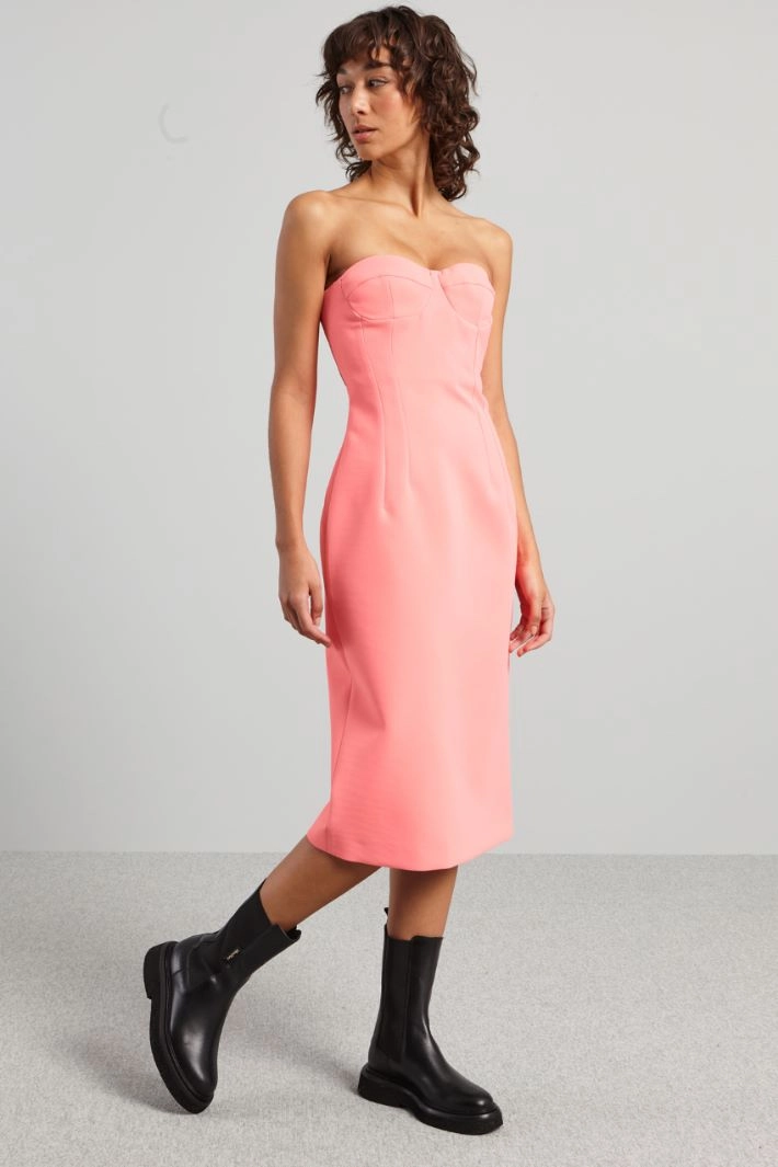 Bustier midi dress - VIVID PINK