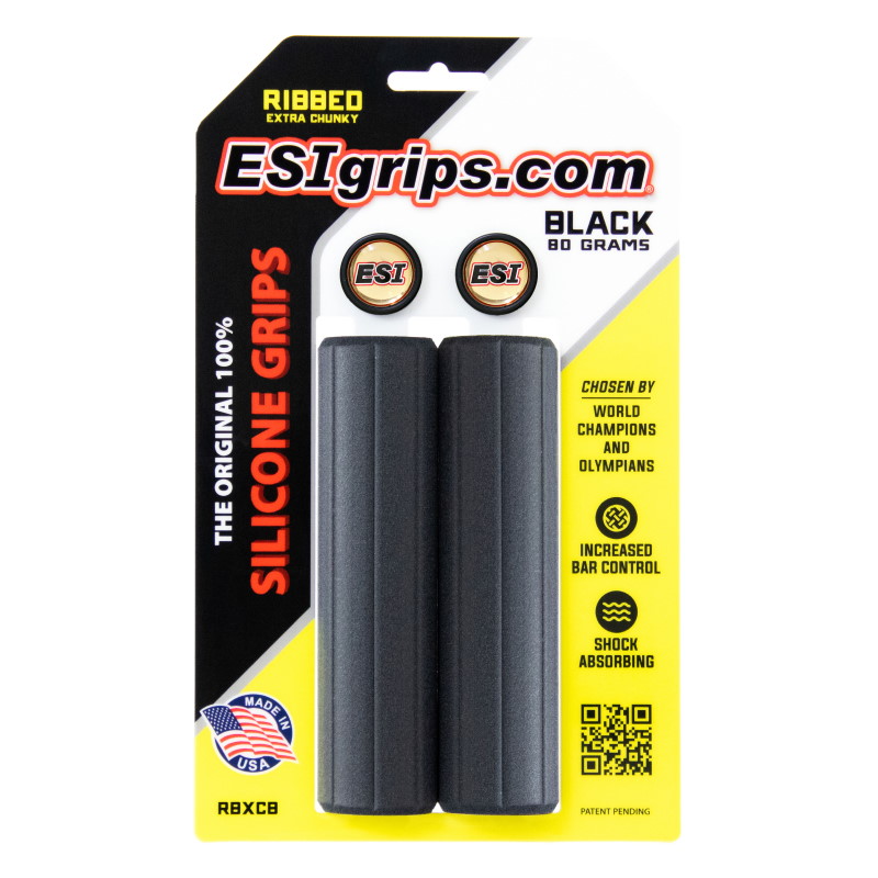 ESI Grips Ribbed Extra Chunky Handlebar Grips - Black (Dark Charcoal Gray)