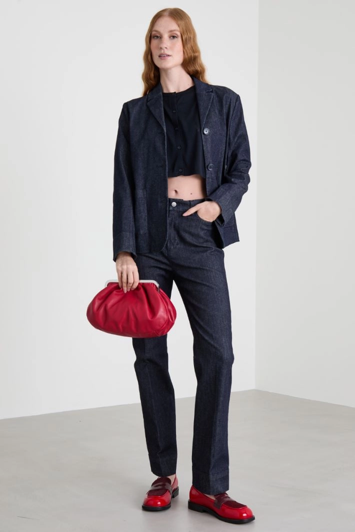 Wool yarn shrug - NIGHT BLUE