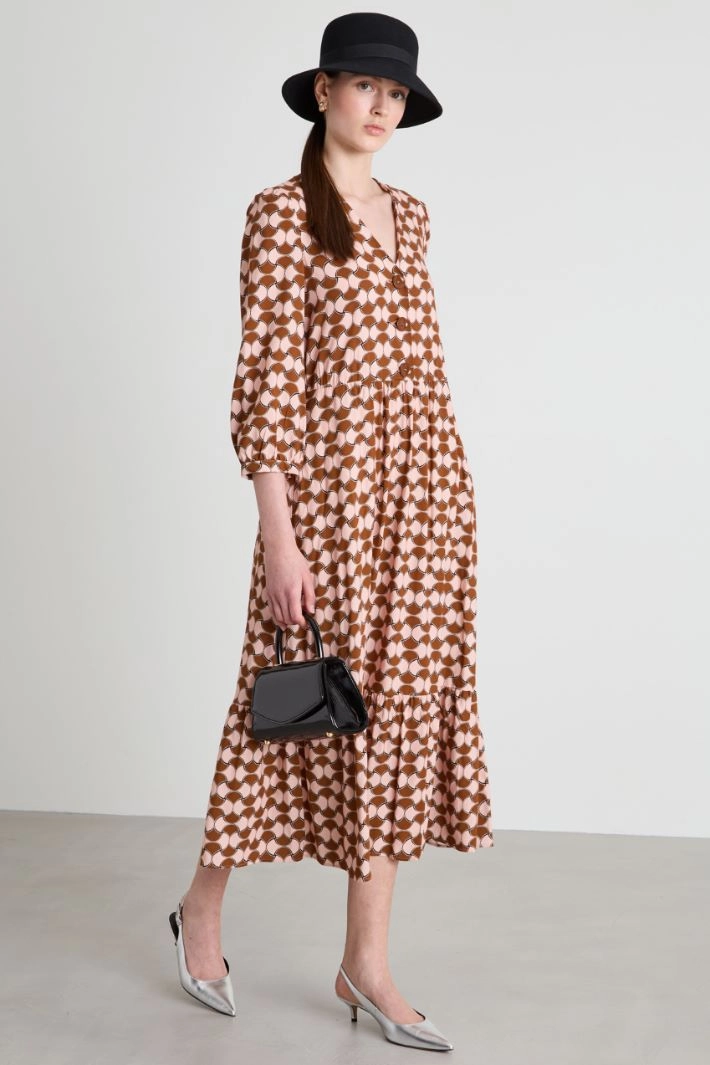 Long patterned dress - BRICK PINK