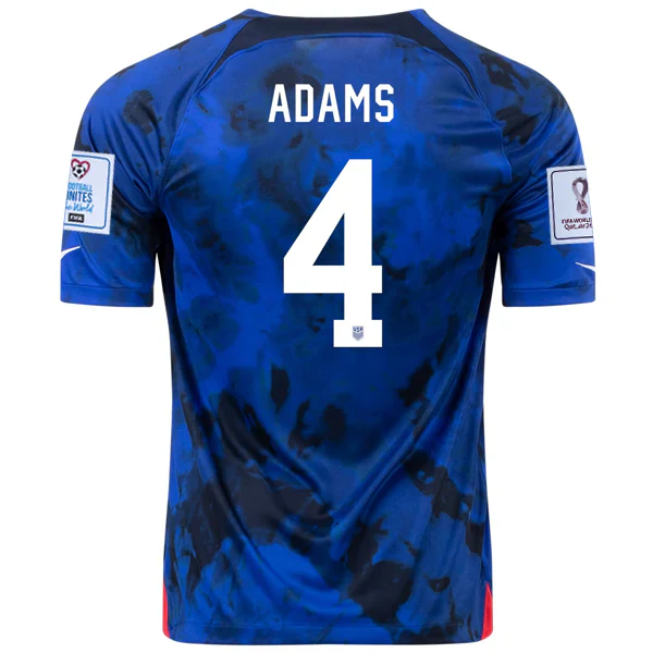 United States Tyler Adams Away Jersey 22/23 w/ World Cup 2022 Patches (Bright Blue/White)