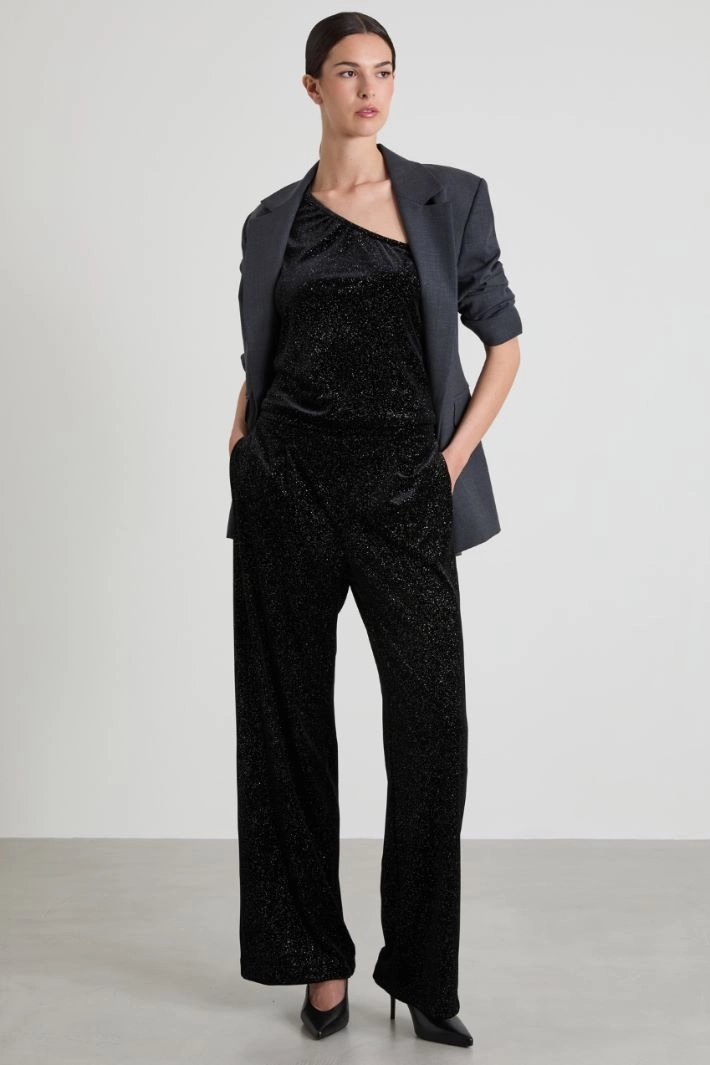 Glitter wide-leg trousers - BLACK