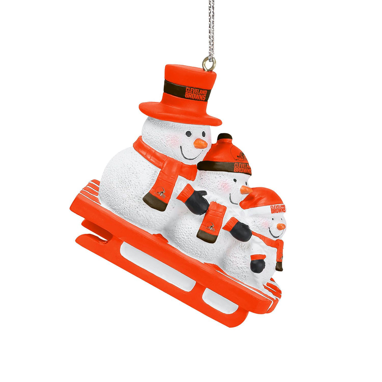 Cleveland Browns NFL Sledding Snowmen Christmas Ornament
