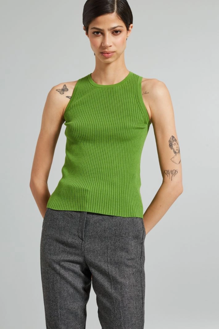 Fitted ribbed top - PISTACHIO