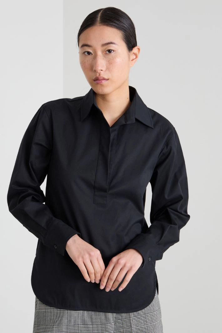 Cotton twill shirt - BLACK